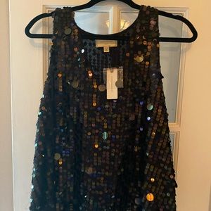 anthropologie black sequin tank